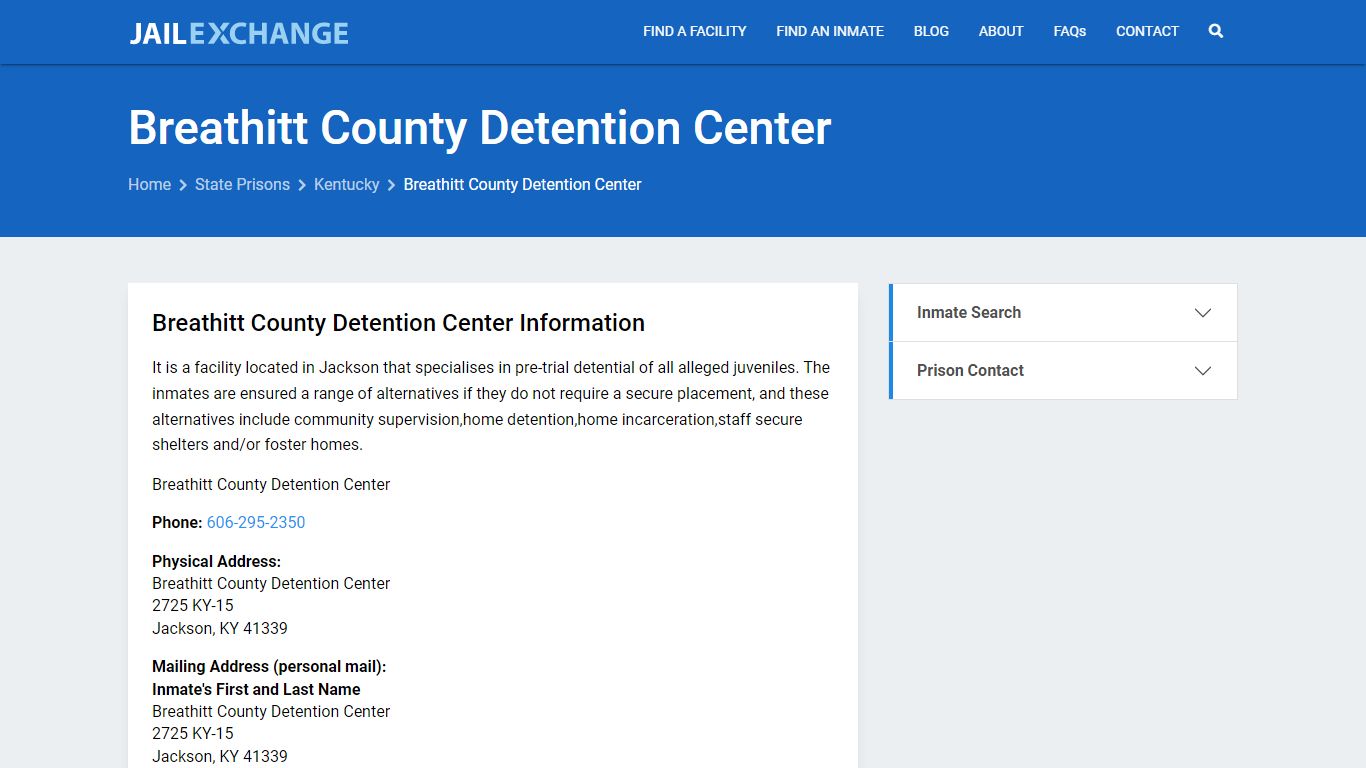 Breathitt County Detention Center Inmate Search, KY - Jail Exchange